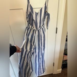 Blue and white jumpsuit